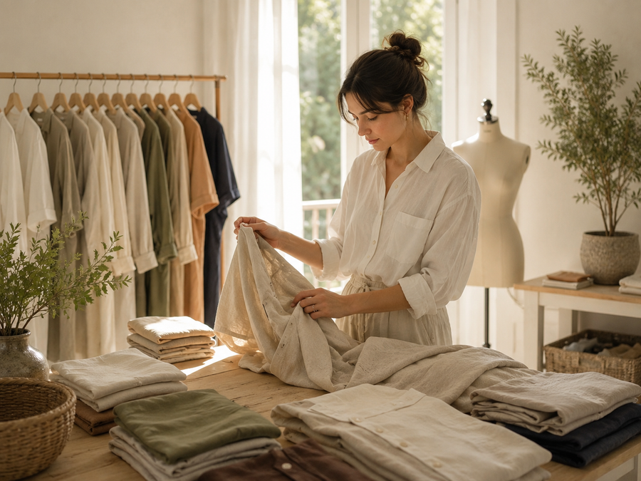 Thoughtful linen quantities and slow fashion materials