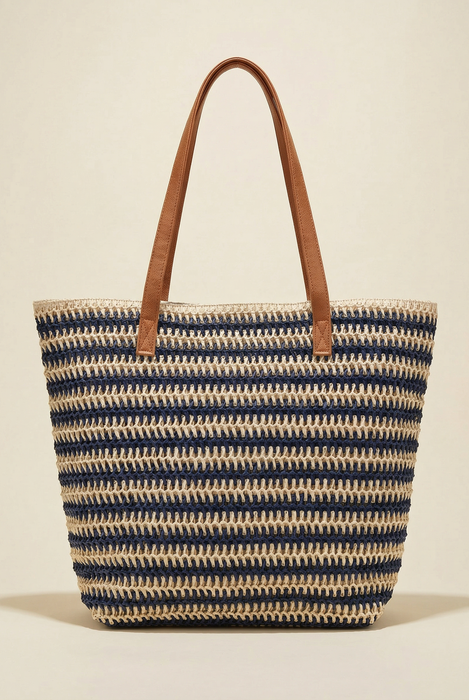 Artisanal Handwoven Stripes Large Tote for Summer Vacation by LINTICO for women