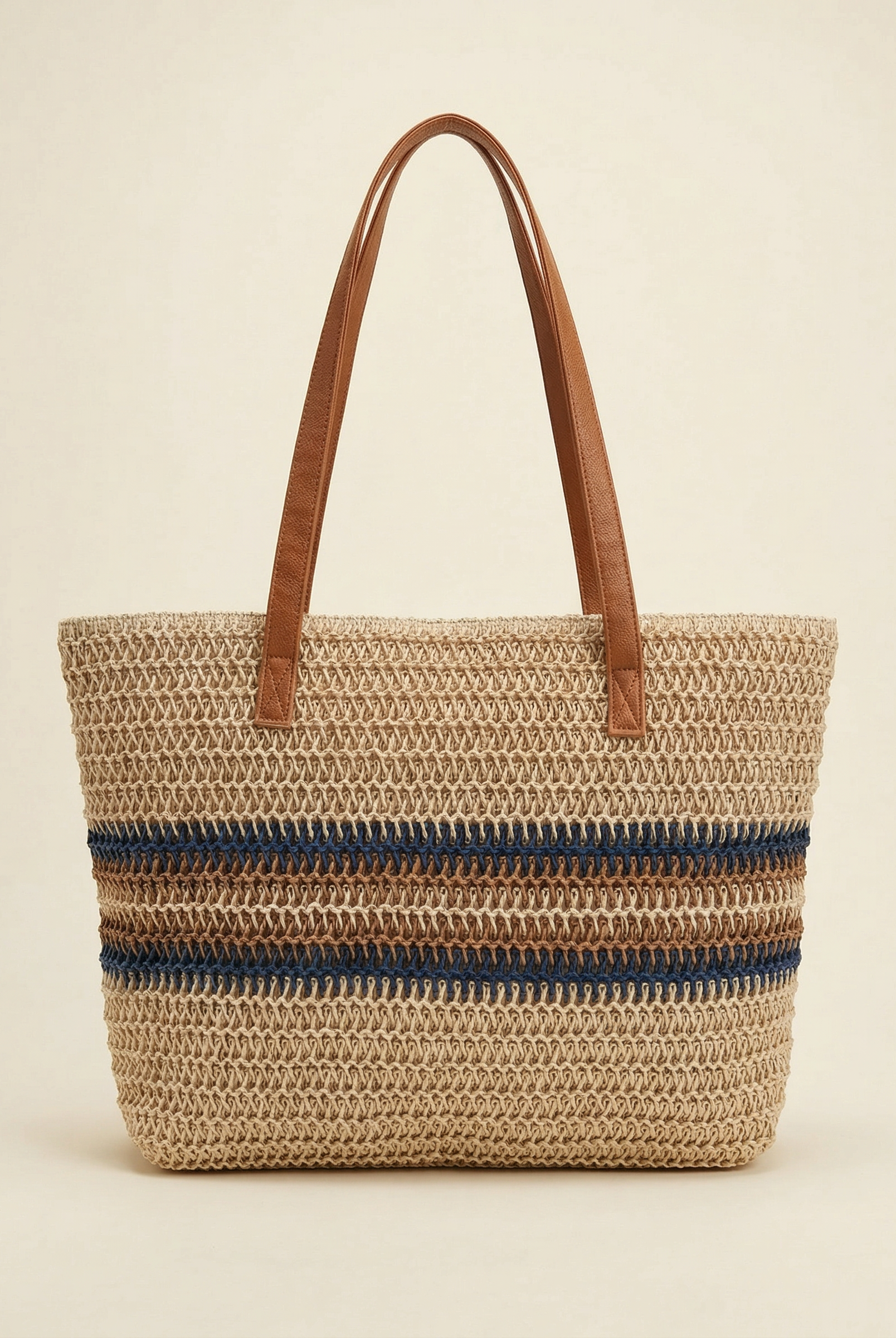 Artisanal Handwoven Stripes Large Tote for Summer Vacation by LINTICO for women