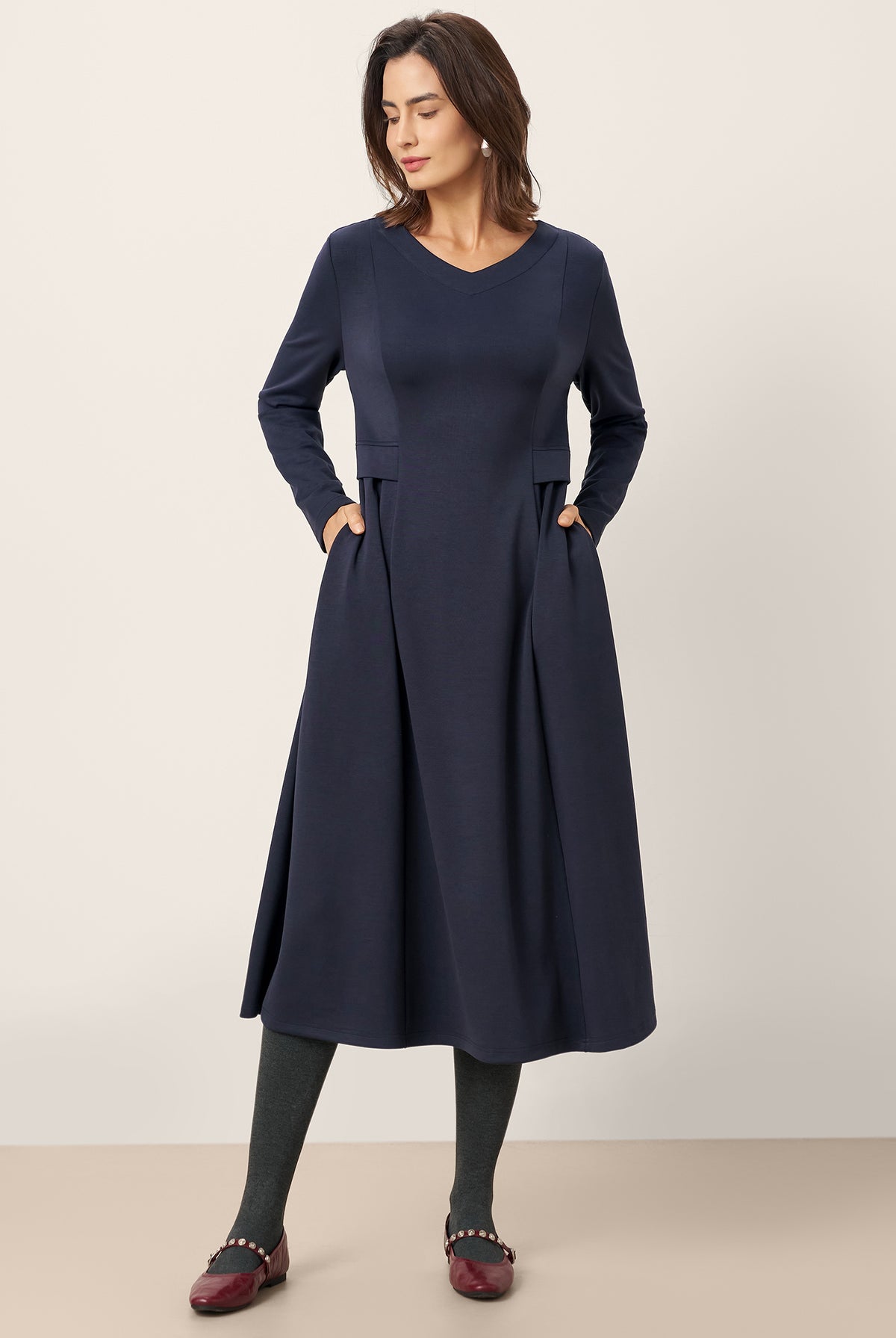 Pleated Waist Midi Dress BEATRICE by LINTICO for women