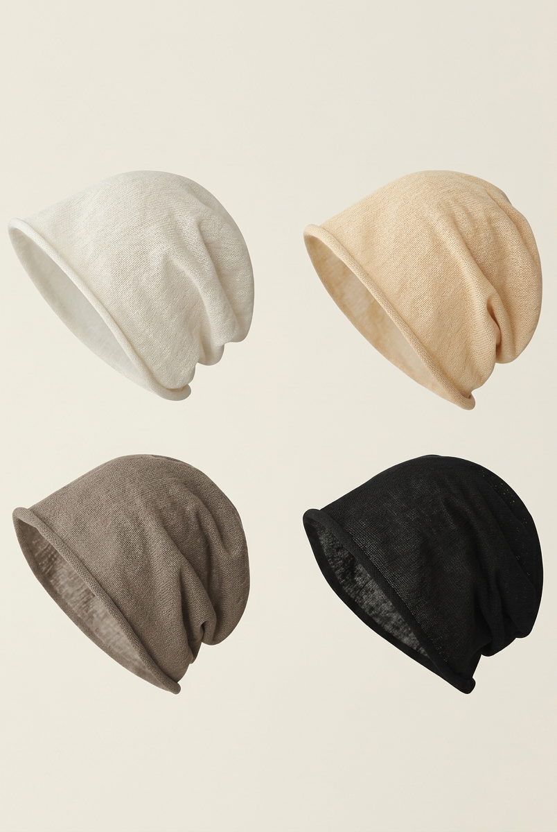 Cotton Linen Slouchy Beanie Lightweight Breathable Casual Hat by LINTICO for women