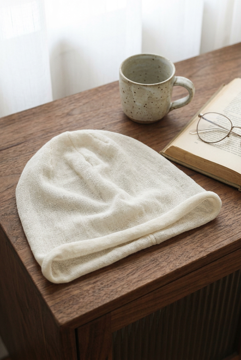 Cotton Linen Slouchy Beanie Lightweight Breathable Casual Hat by LINTICO for women