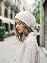 Cotton Linen Slouchy Beanie Lightweight Breathable Casual Hat by LINTICO for women