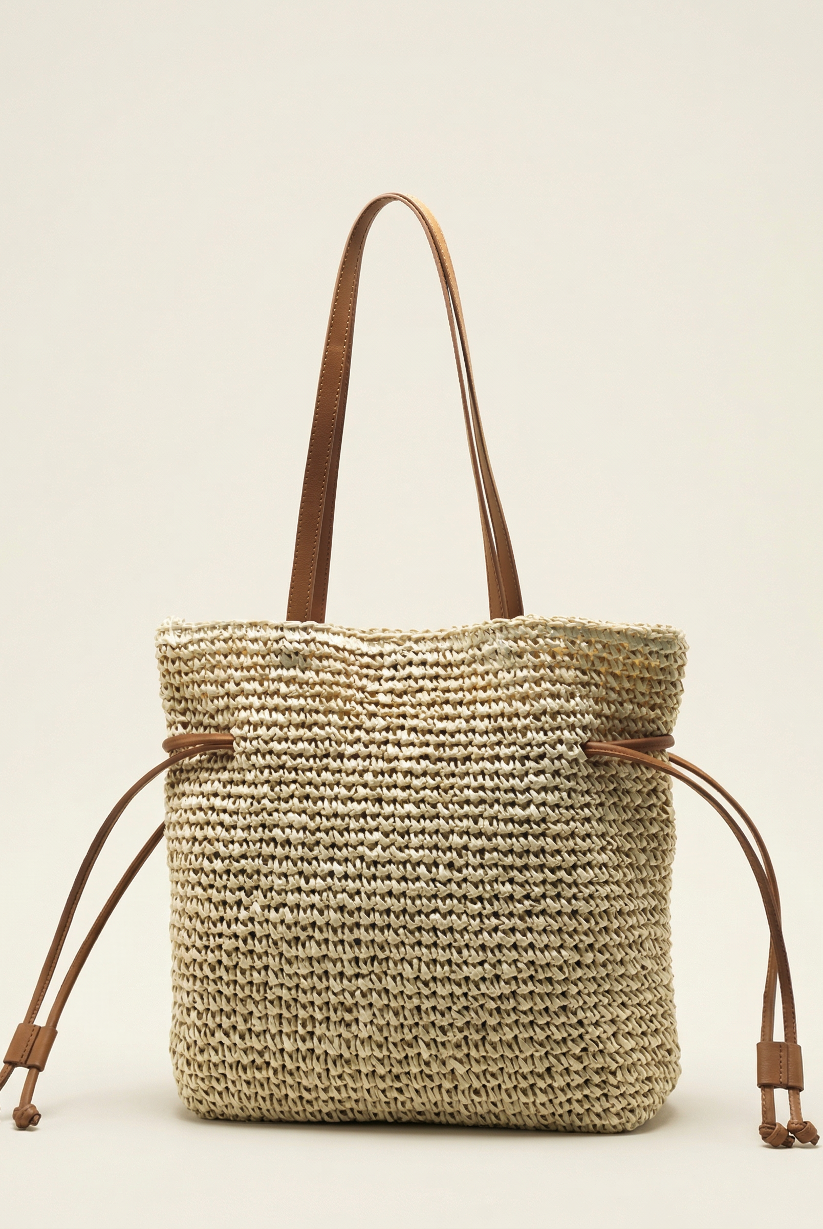 Artisanal Hand-Crocheted Straw Bucket Bag by LINTICO for women