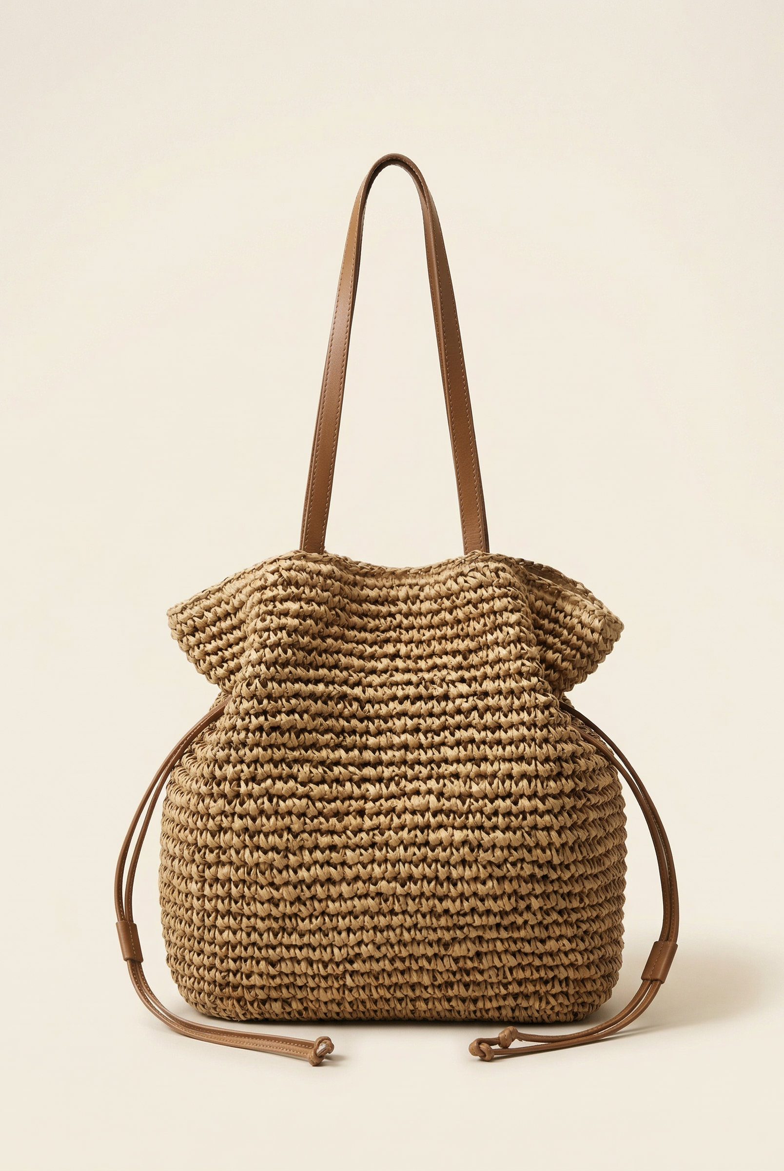 Artisanal Hand-Crocheted Straw Bucket Bag by LINTICO for women