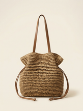 Artisanal Hand-Crocheted Straw Bucket Bag by LINTICO for women