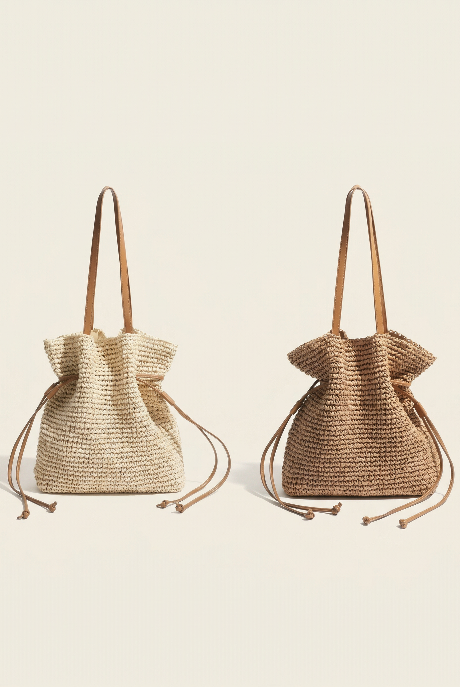 Artisanal Hand-Crocheted Straw Bucket Bag by LINTICO for women