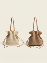 Artisanal Hand-Crocheted Straw Bucket Bag by LINTICO for women