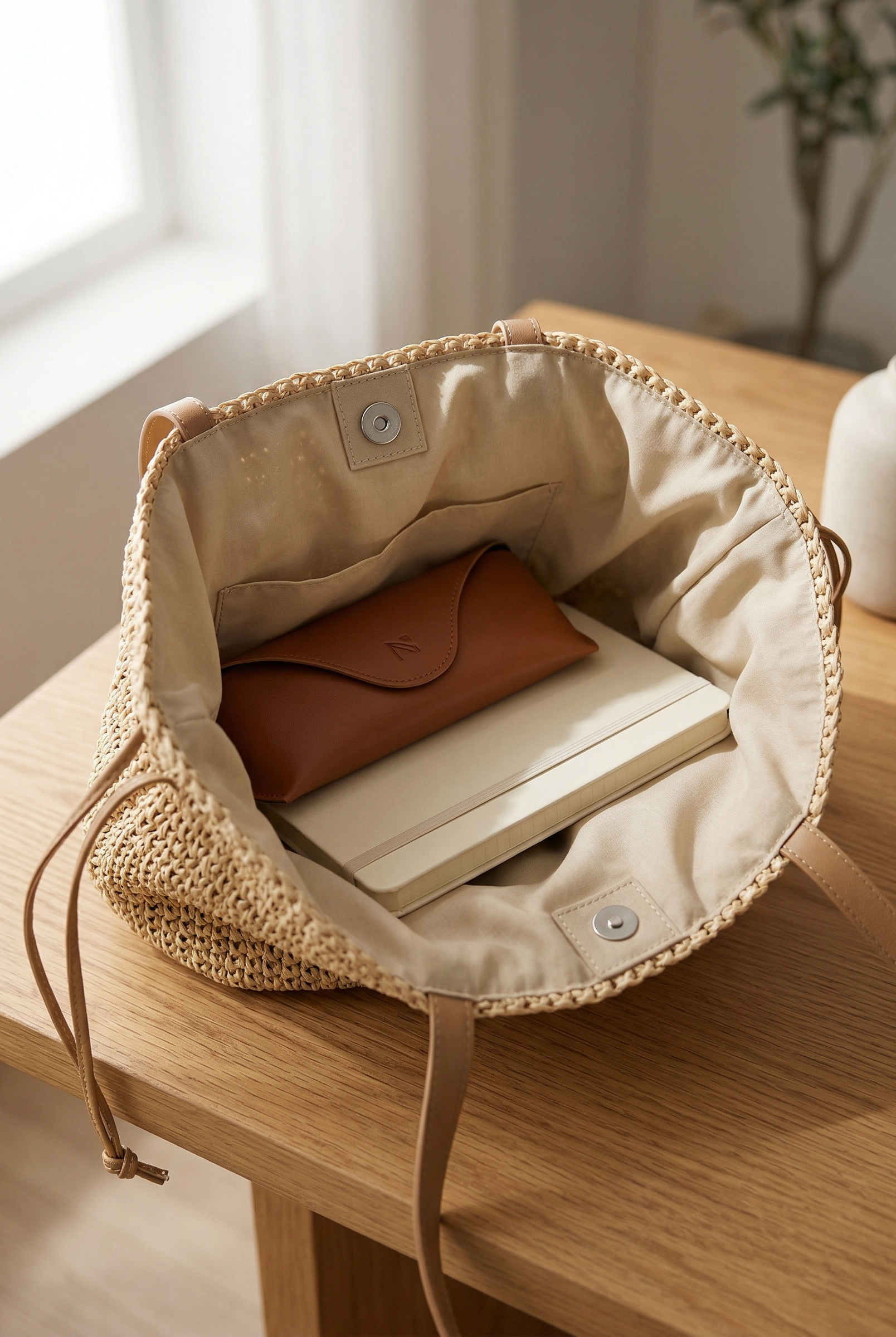 Artisanal Hand-Crocheted Straw Bucket Bag by LINTICO for women