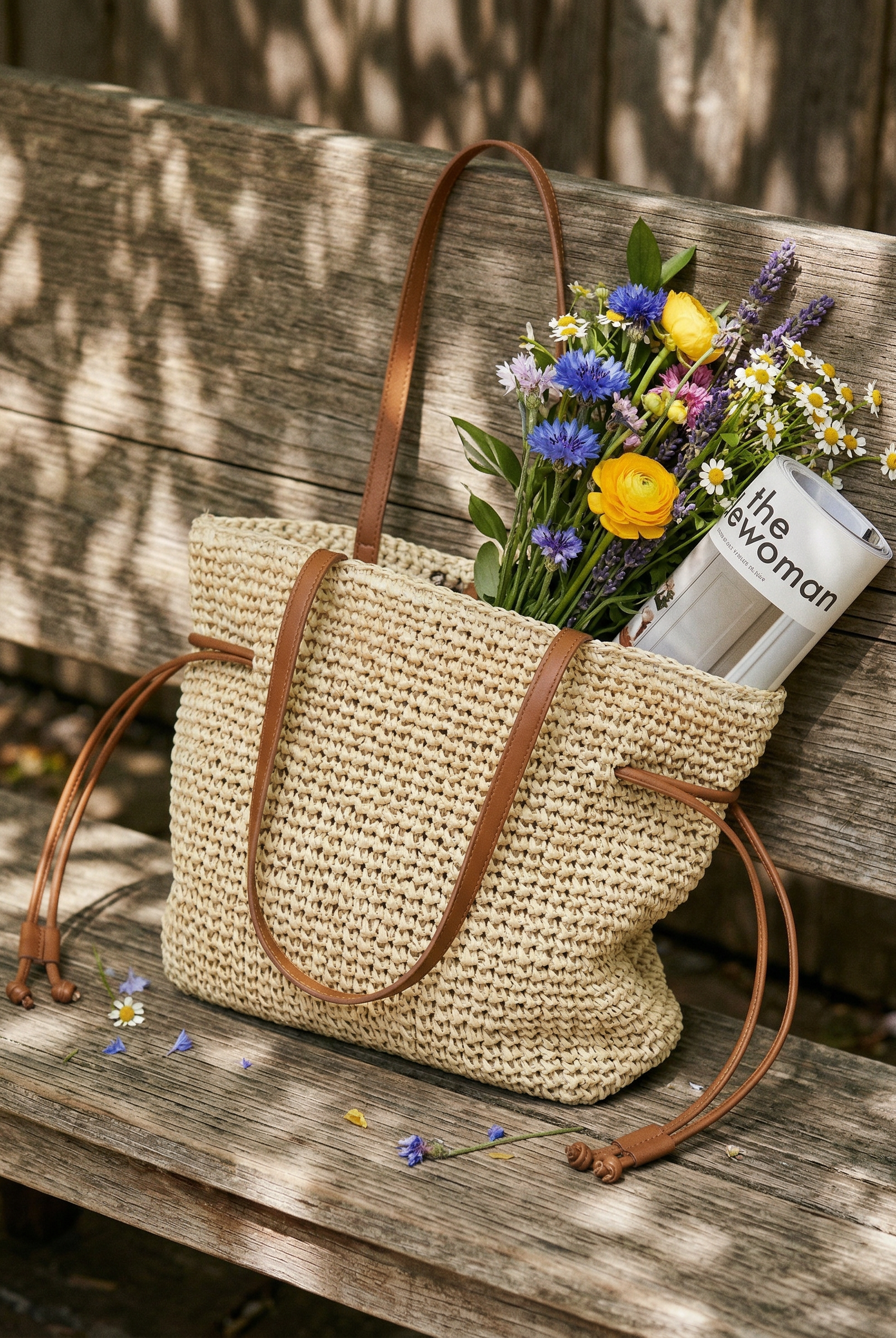 Artisanal Hand-Crocheted Straw Bucket Bag by LINTICO for women