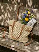 Artisanal Hand-Crocheted Straw Bucket Bag by LINTICO for women