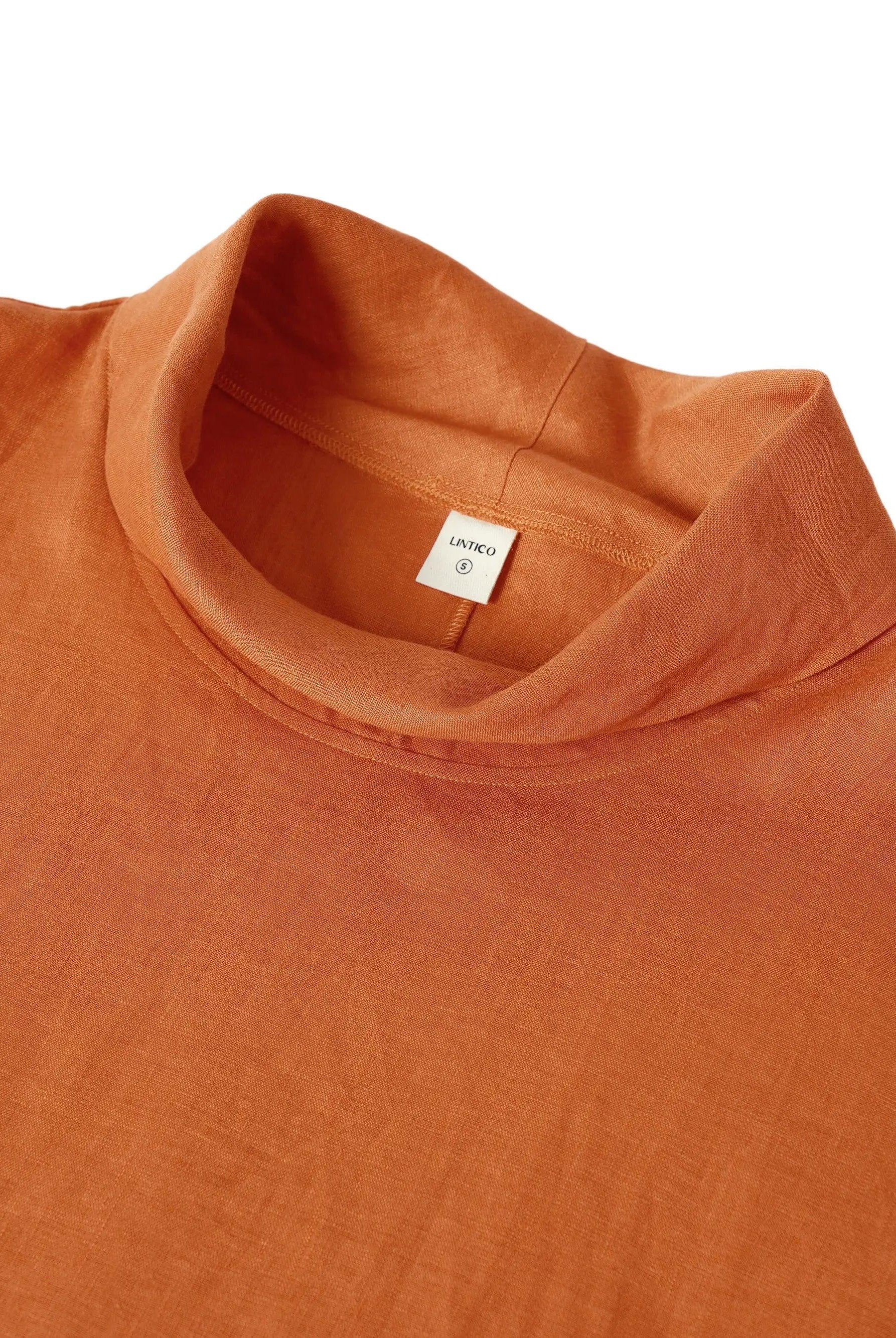 100% Linen Dropped Collar Long-Sleeve Top TRISTAN - TOPS-Linen Blouses