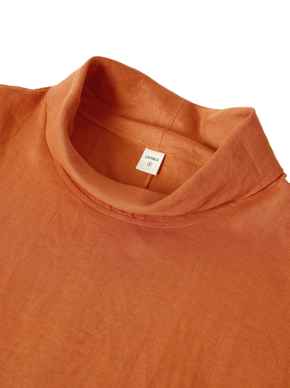 Linen-Cotton Dropped Collar Long-Sleeve Top TRISTAN - TOPS-Linen Blouses
