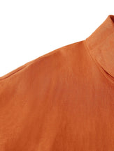 Linen-Cotton Dropped Collar Long-Sleeve Top TRISTAN - TOPS-Linen Blouses