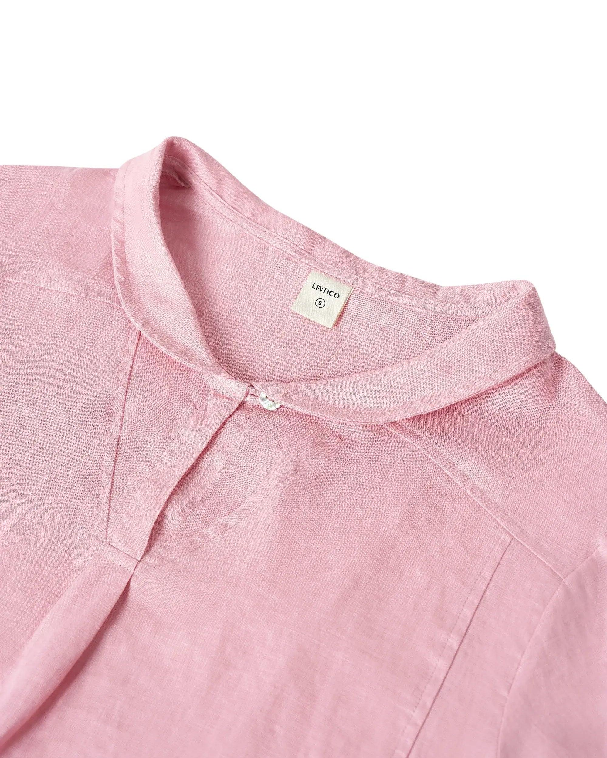 JADE 100% Linen Shawl V-Neck Half Sleeve Top - TOPS-Linen Blouses