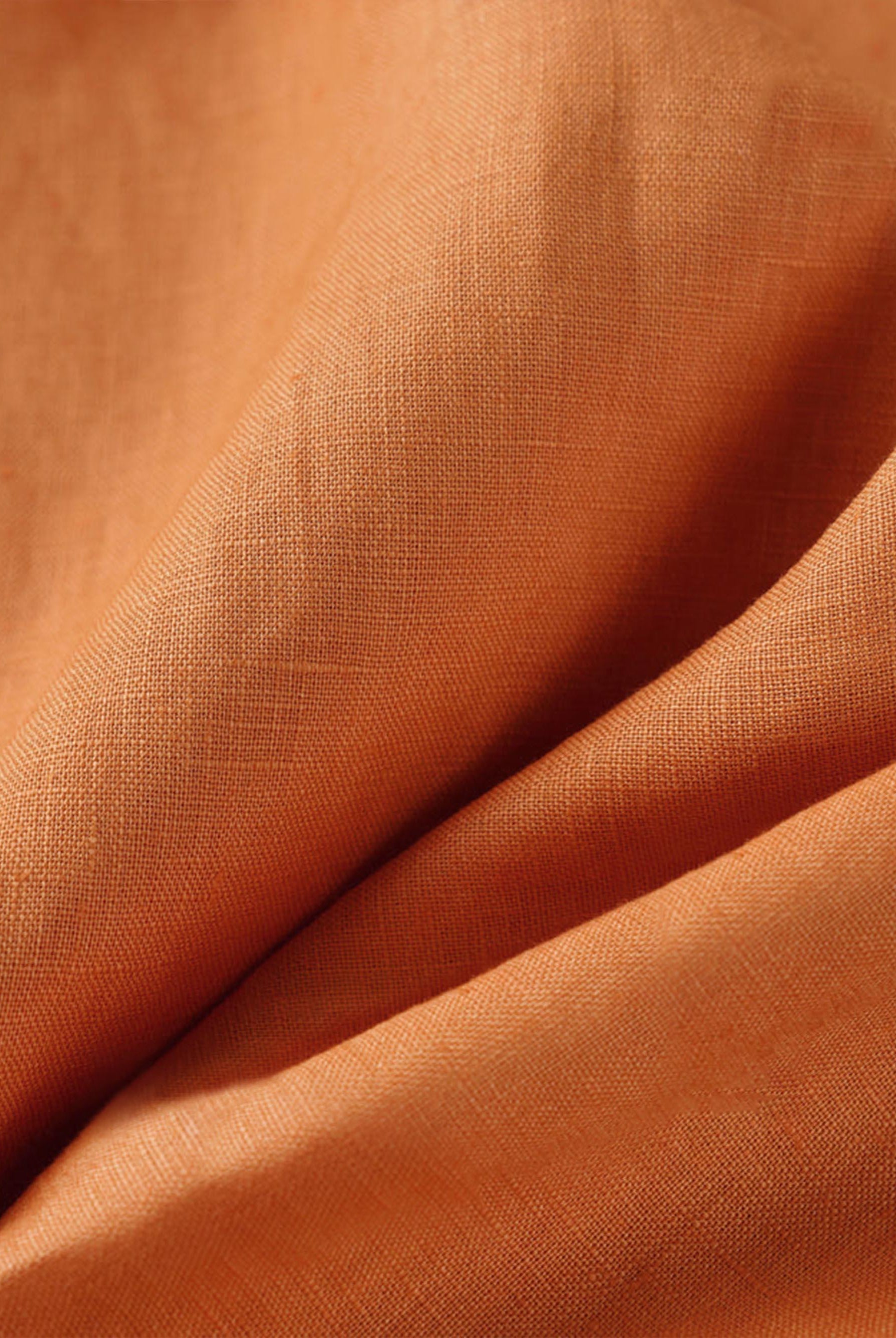 100% Linen Lightweight Fabric Handcraft Material for DIY and Sewing Projects - Sun Orange / 1 Metre