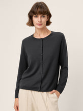 100% Extra-Fine Merino Wool Buttoned Knit Cardigan CAYLA by LINTICO for women