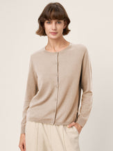 100% Extra-Fine Merino Wool Buttoned Knit Cardigan CAYLA by LINTICO for women