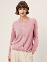 100% Extra-Fine Merino Wool Buttoned Knit Cardigan CAYLA by LINTICO for women
