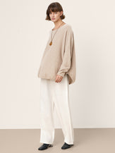 100% Mongolian Cashmere Hand-Finished Rolled Edge Knit Top AMARA by LINTICO for women