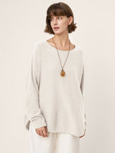 100% Mongolian Cashmere Hand-Finished Rolled Edge Knit Top AMARA by LINTICO for women