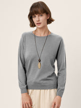 100% Extra-Fine Merino Wool Essential Crew Neck Knit Sweater BRIDGET by LINTICO for women