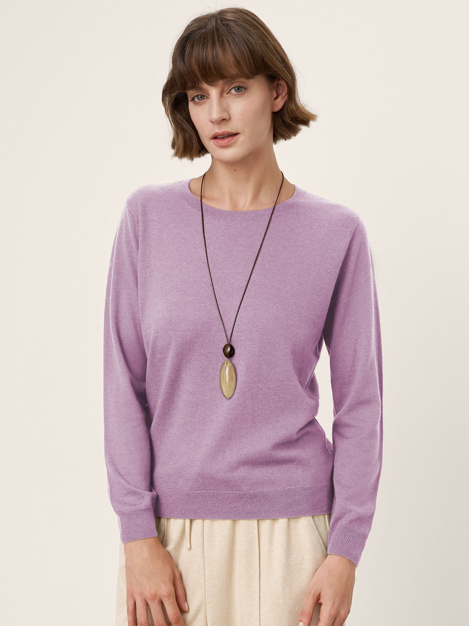 100% Extra-Fine Merino Wool Essential Crew Neck Knit Sweater BRIDGET by LINTICO for women