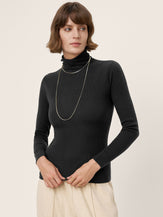100% Extra-Fine Merino Wool Turtleneck Knit Sweater JOLENE by LINTICO for women