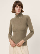 100% Extra-Fine Merino Wool Turtleneck Knit Sweater JOLENE by LINTICO for women