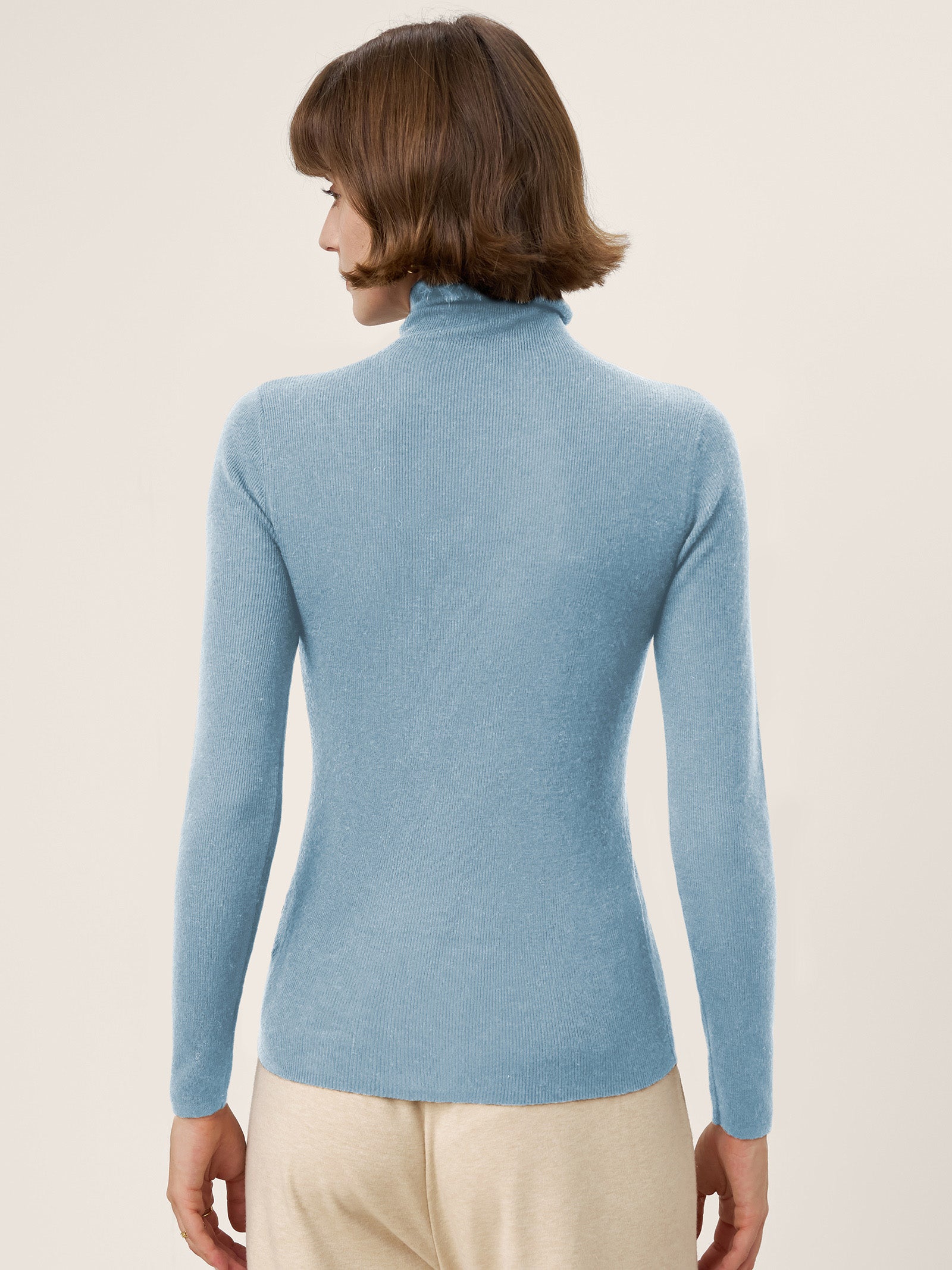 100% Extra-Fine Merino Wool Turtleneck Knit Sweater JOLENE by LINTICO for women