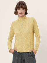 100% Extra-Fine Merino Wool Mock Neck Sweater with Rolled Edge ELA by LINTICO for women