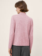 100% Extra-Fine Merino Wool Mock Neck Sweater with Rolled Edge ELA by LINTICO for women