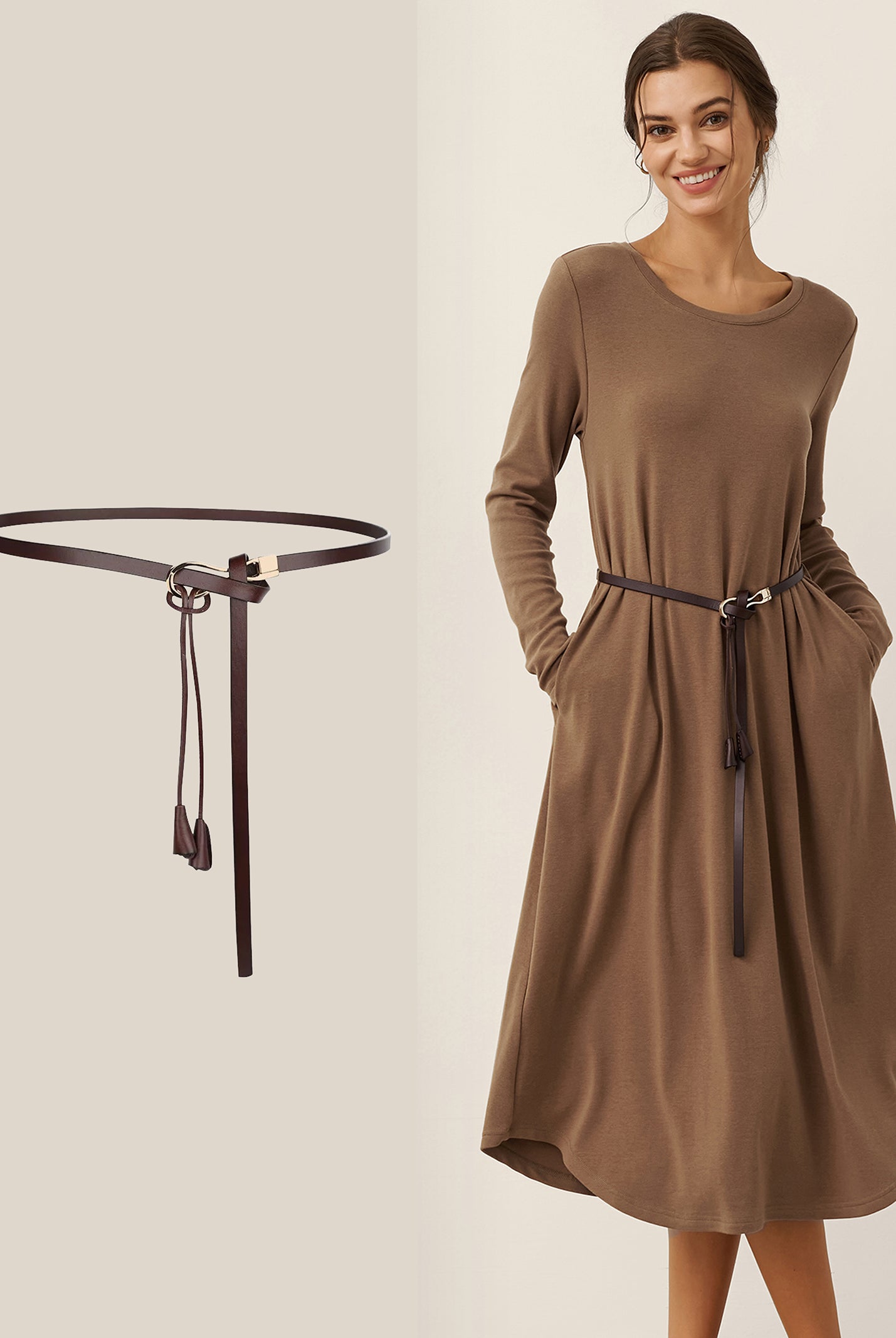 LINTICO women's leather outfit with maxi dress and blazer