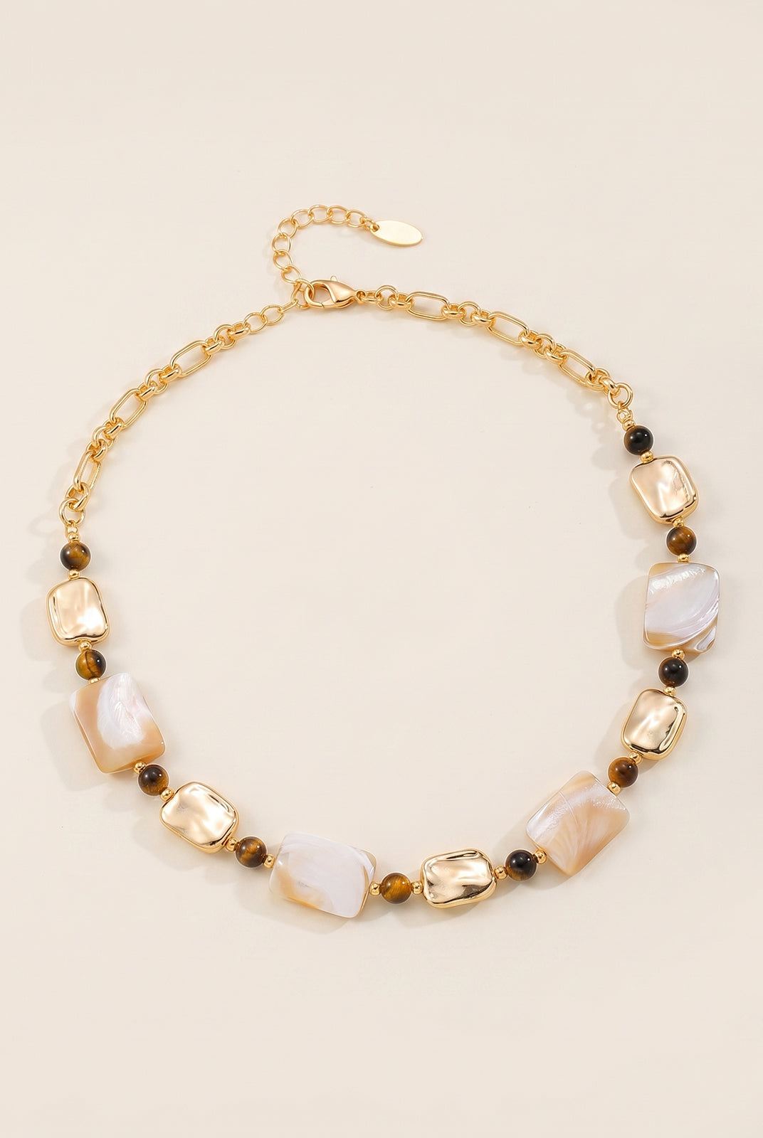 Golden Shell Mix Abalone Shell Beaded Necklace by LINTICO