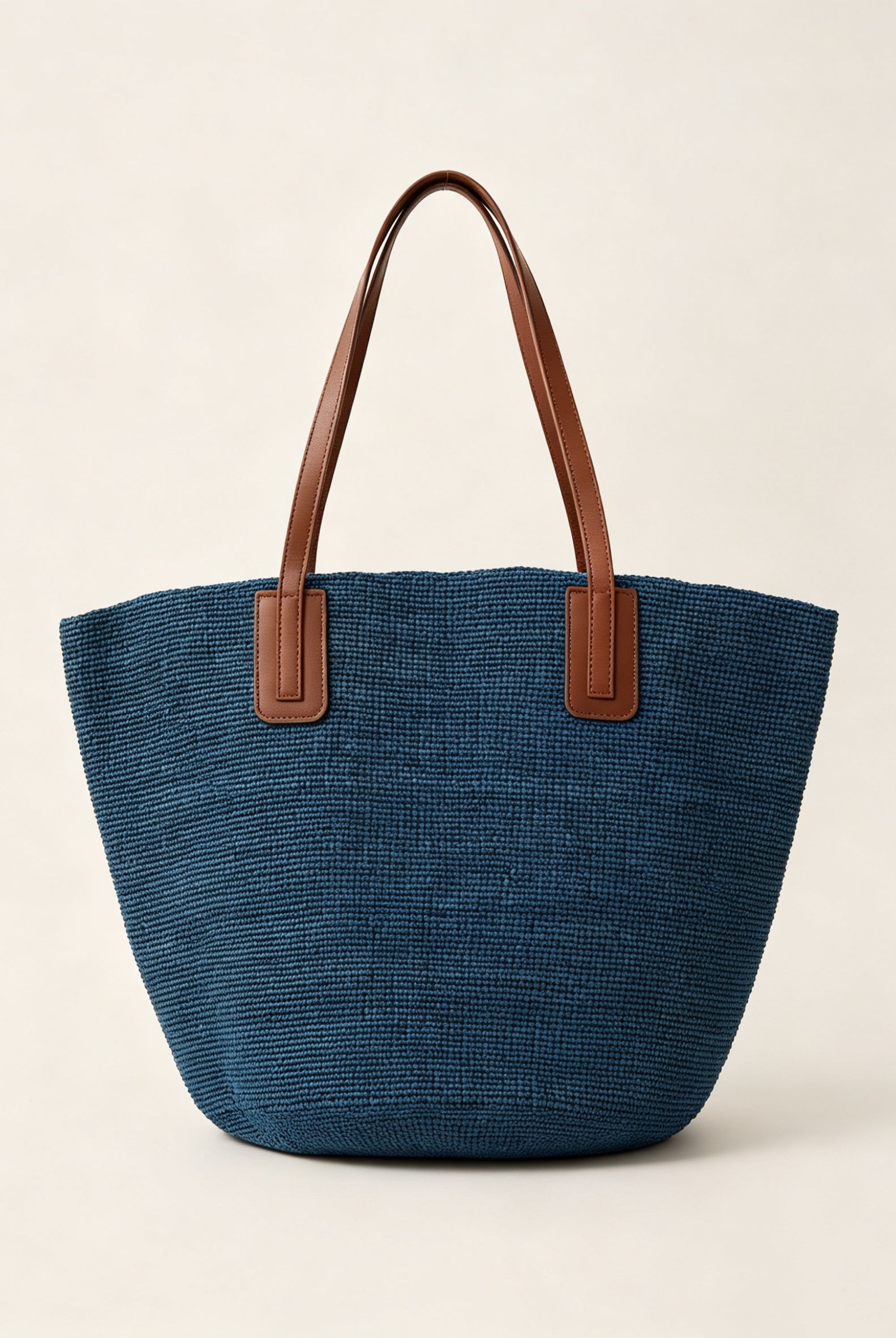 Handwoven Raffia Tote Bag With Leather Handles by LINTICO for women