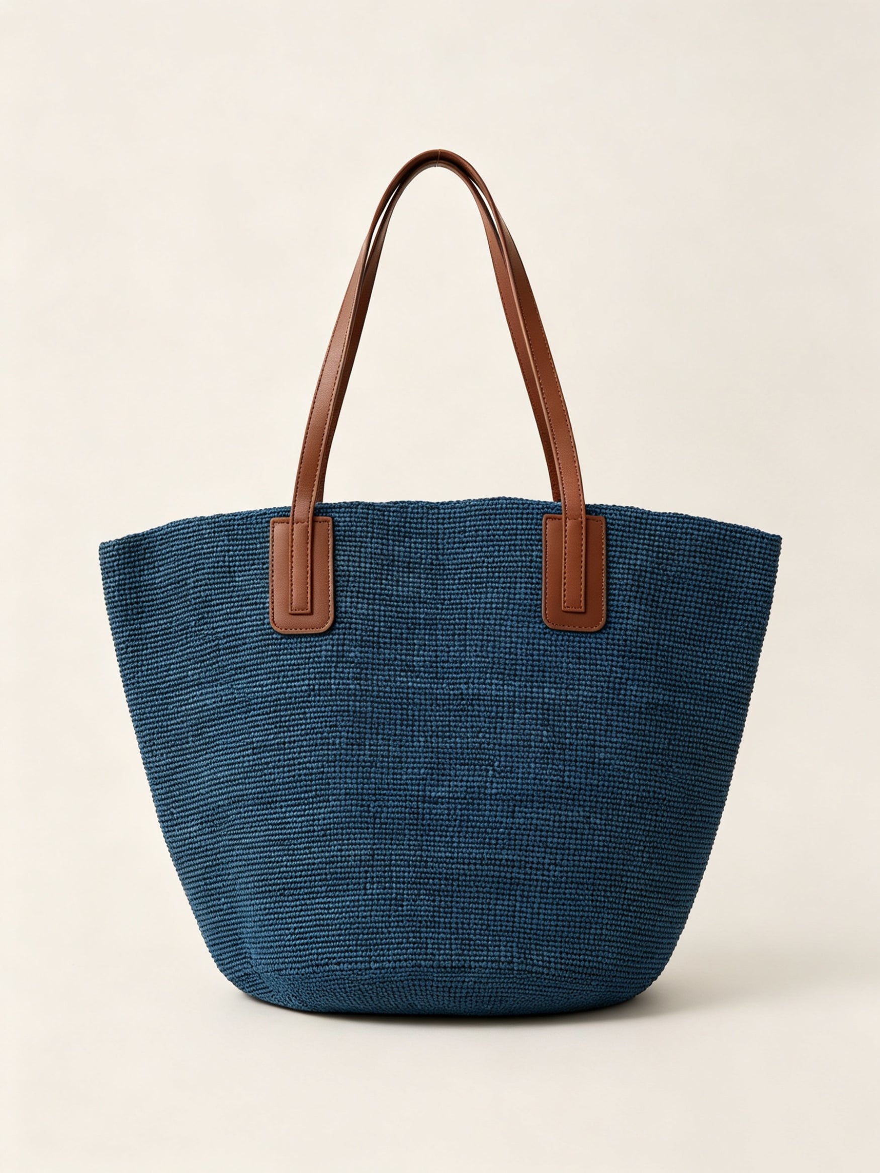 Handwoven Raffia Tote Bag With Leather Handles by LINTICO for women