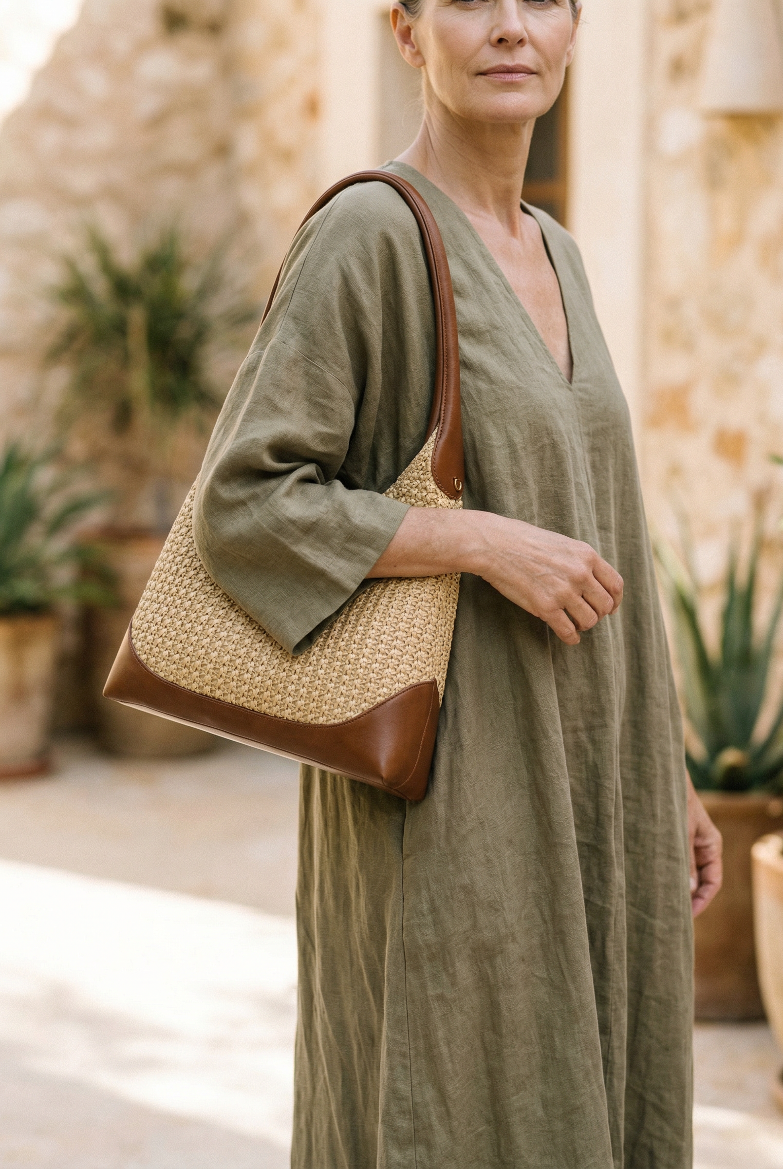 Artisanal Handwoven Colorblock Bucket Bag for Effortless Coastal Style by LINTICO for women