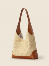 Artisanal Handwoven Colorblock Bucket Bag for Effortless Coastal Style by LINTICO for women