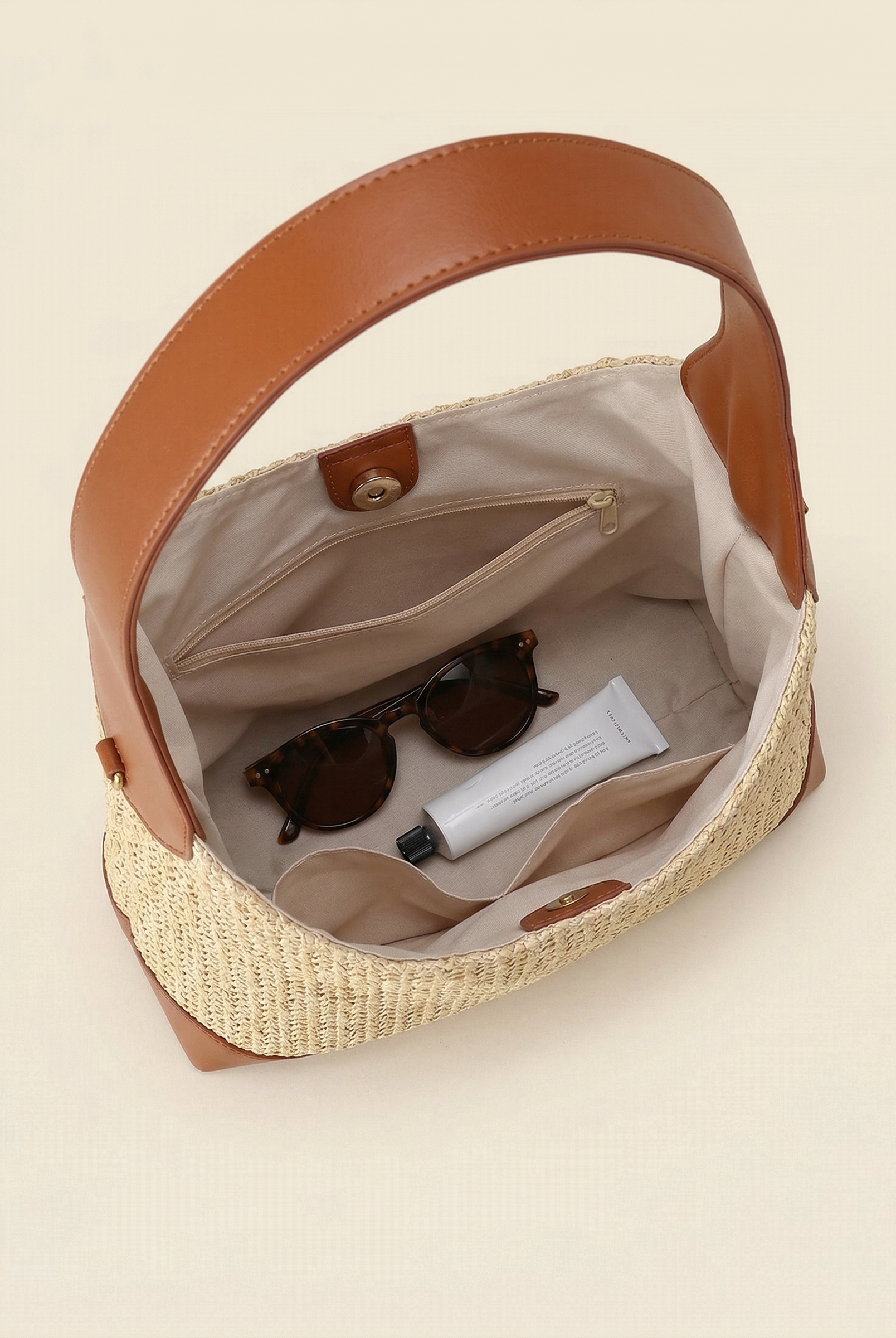 Artisanal Handwoven Colorblock Bucket Bag for Effortless Coastal Style by LINTICO for women