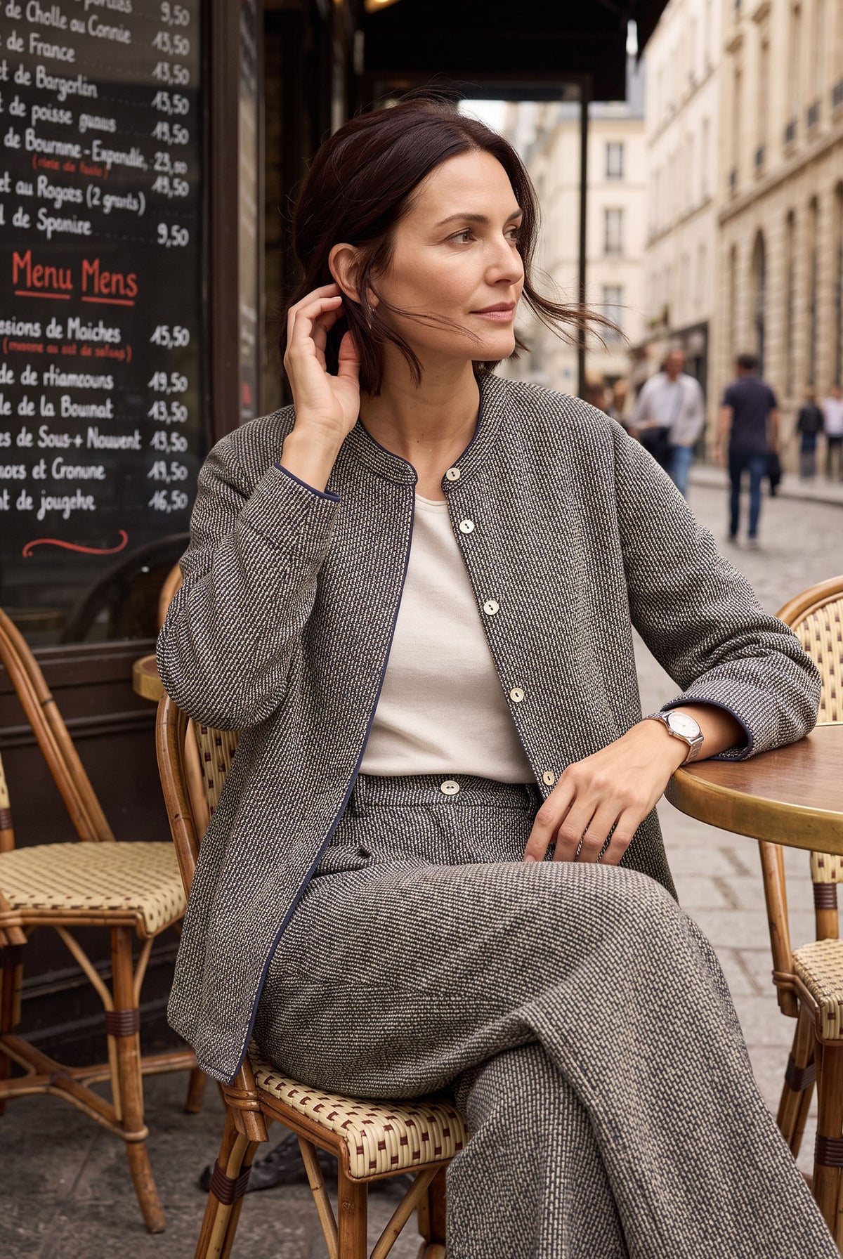 Linen Yarn Dyed Check Piped Long Sleeve Shirt AMARANTA