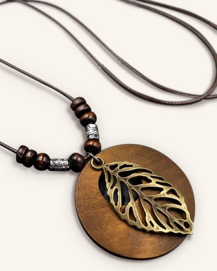 Retro Chic Linen Drape Necklace LOLA - Leaves / One-Size - ACCESSORIES-Jewelry