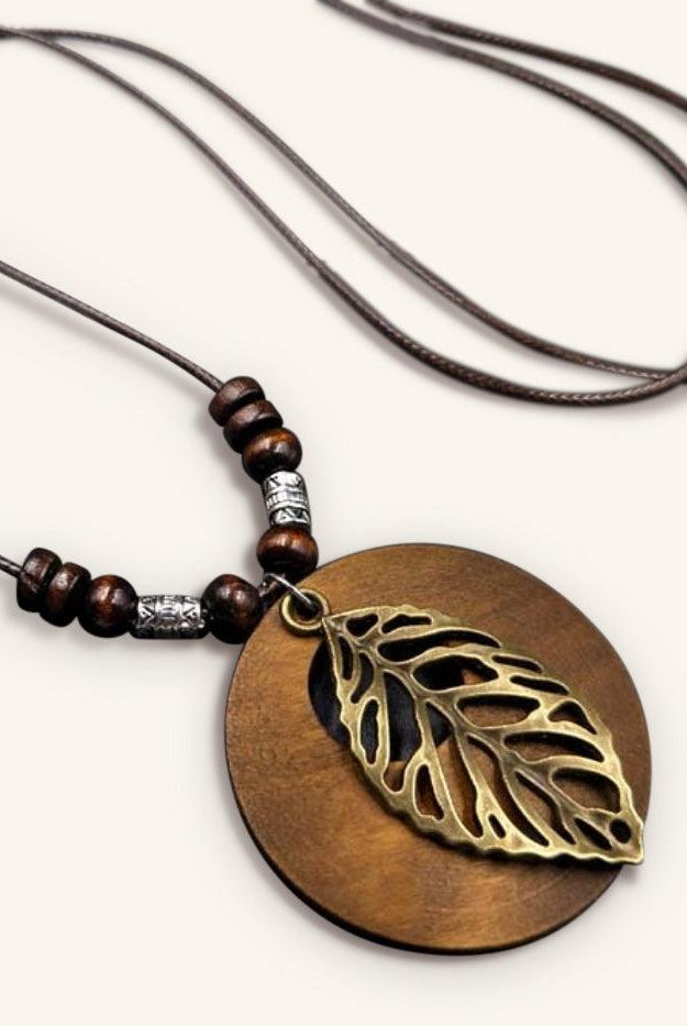 Retro Chic Linen Drape Necklace LOLA - Leaves / One-Size - ACCESSORIES-Jewelry