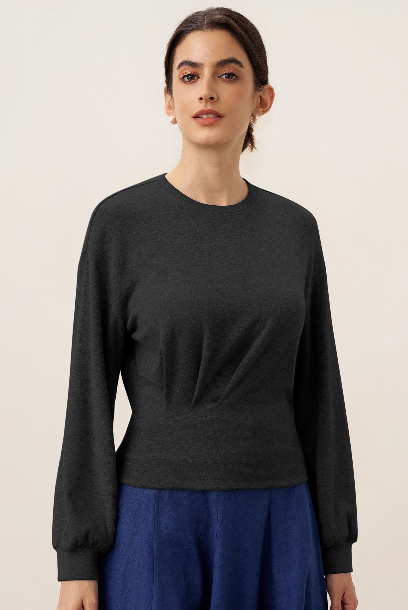 Asymmetric Ruched Stretch Knit Top CALLIOPE by LINTICO for women