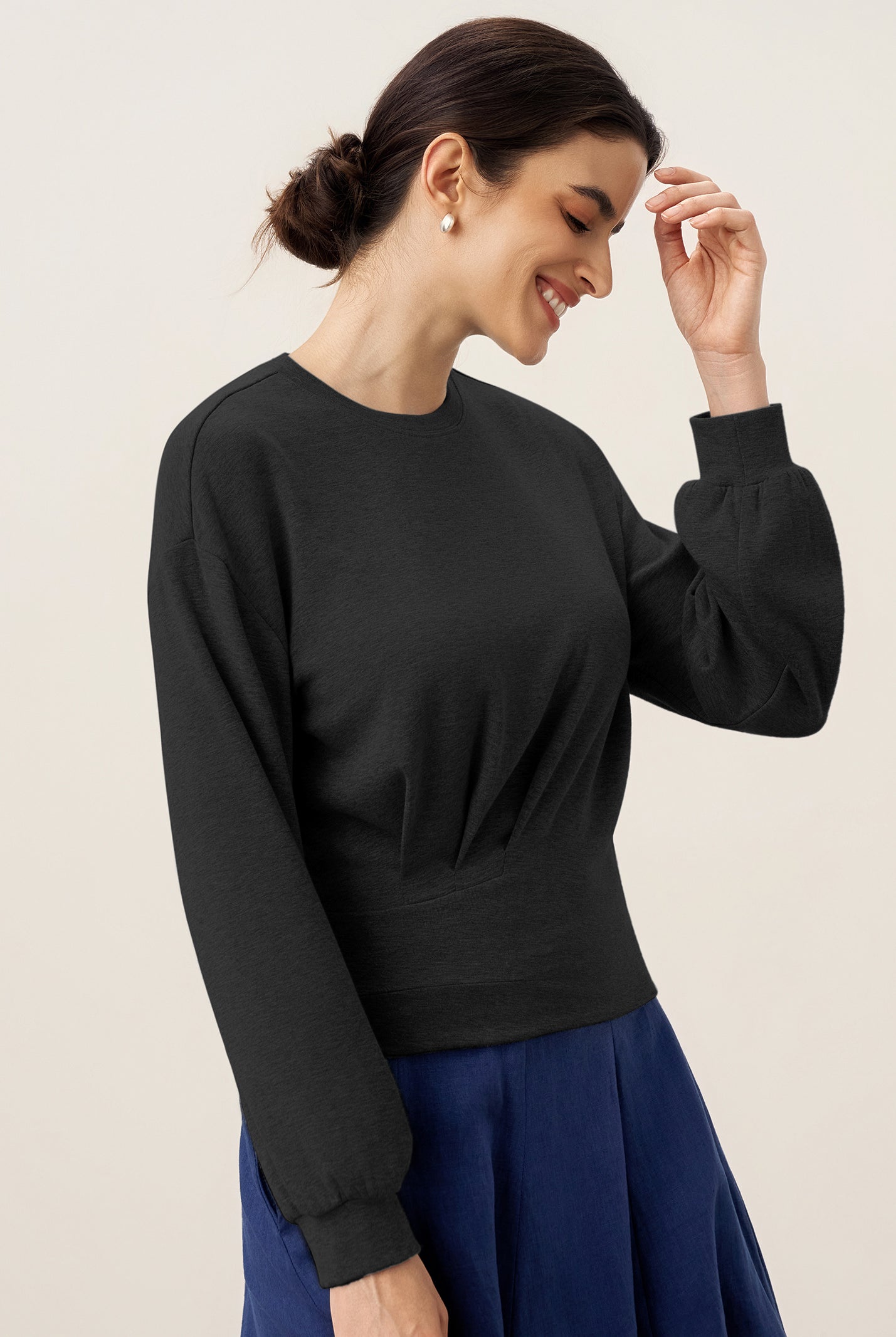 Asymmetric Ruched Stretch Knit Top CALLIOPE by LINTICO for women