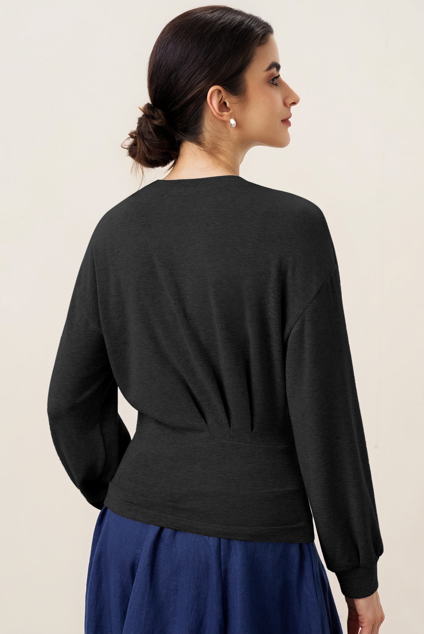 Asymmetric Ruched Stretch Knit Top CALLIOPE by LINTICO for women