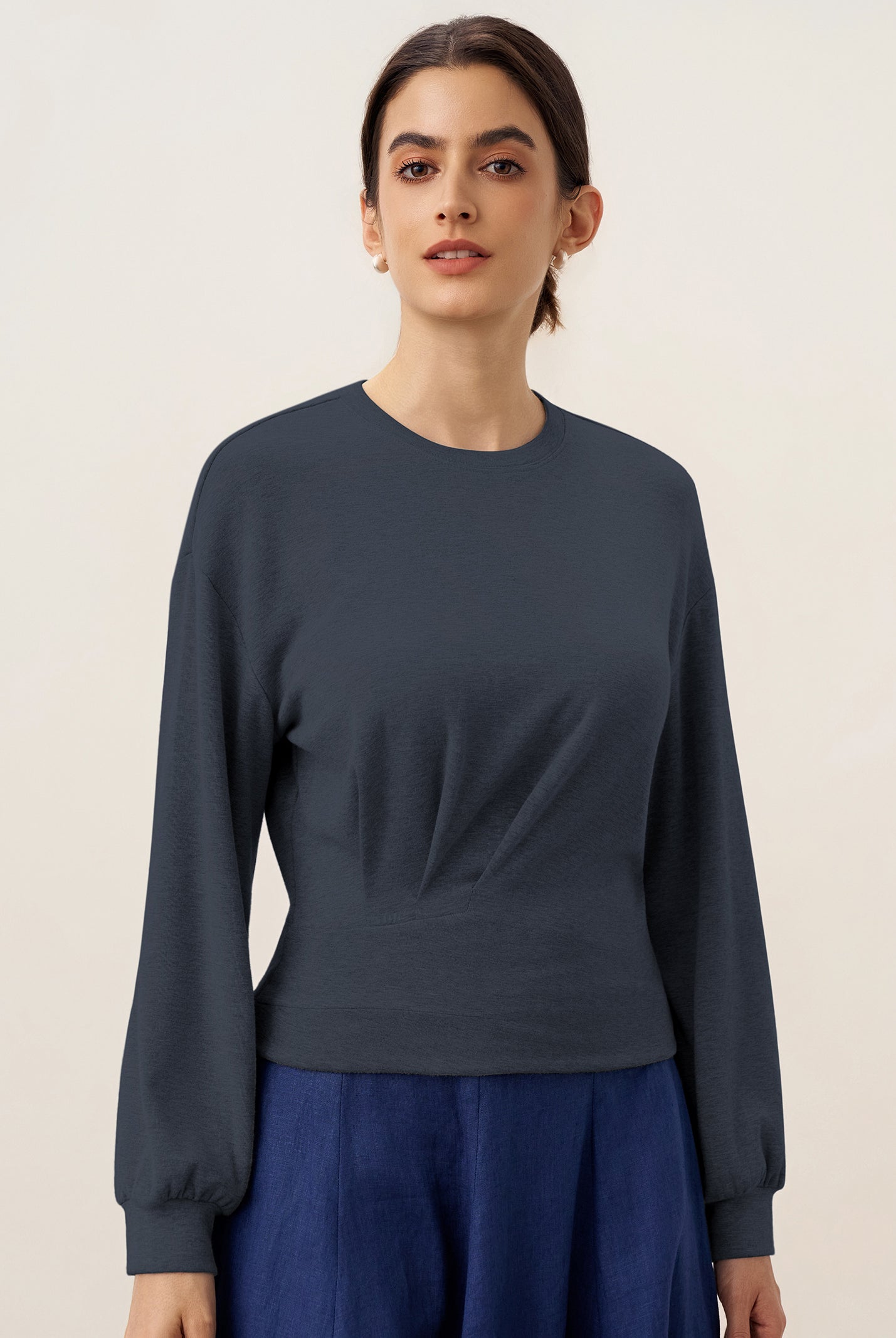 Asymmetric Ruched Stretch Knit Top CALLIOPE by LINTICO for women