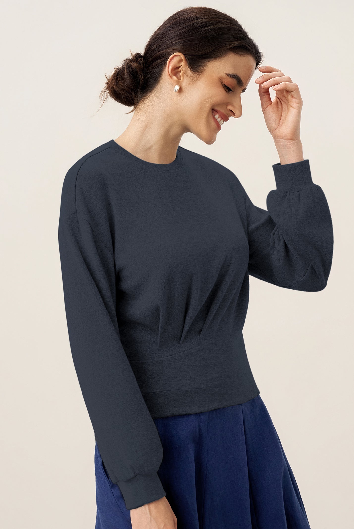 Asymmetric Ruched Stretch Knit Top CALLIOPE by LINTICO for women