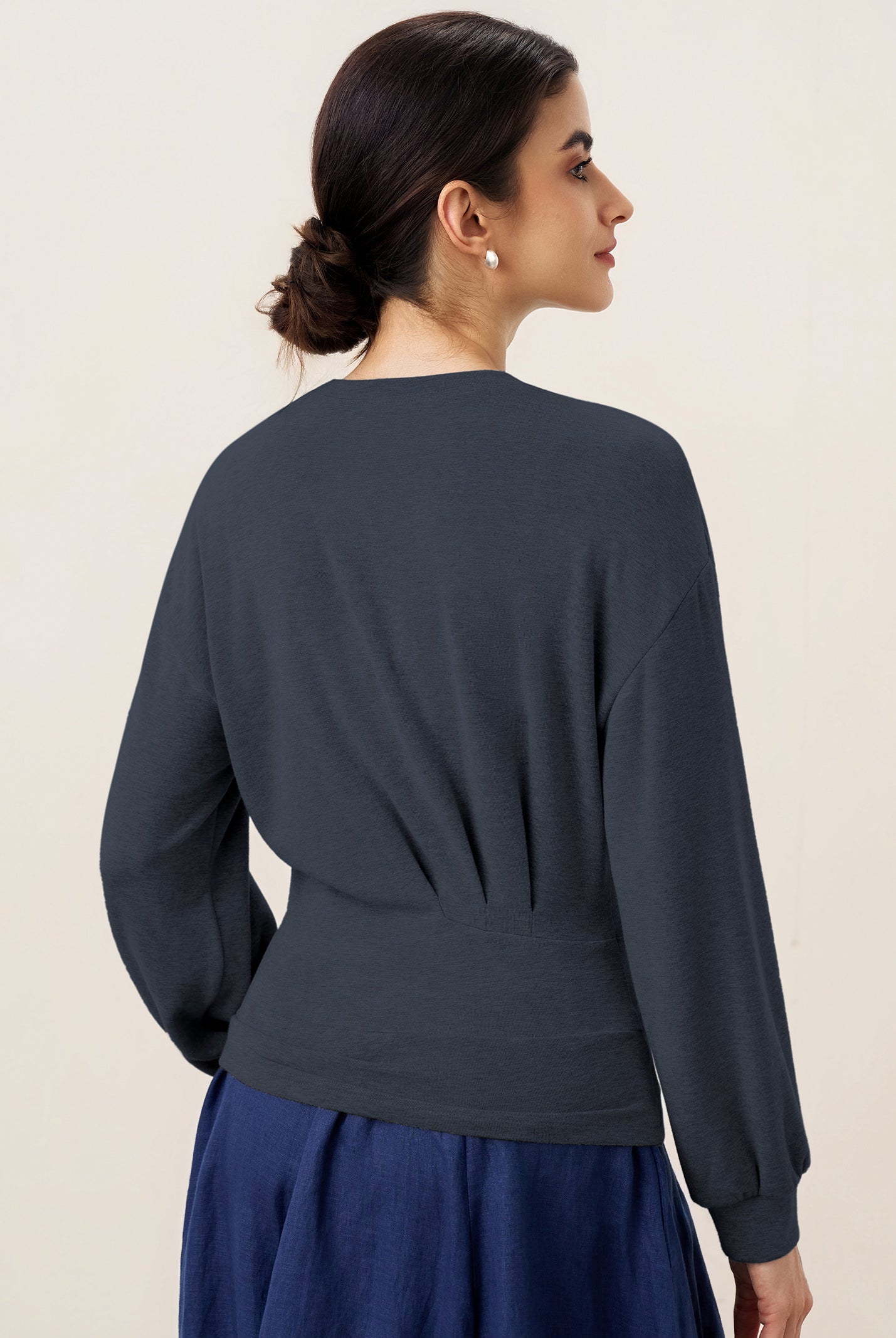Asymmetric Ruched Stretch Knit Top CALLIOPE by LINTICO for women