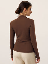 Wool Asymmetric Side Ruched Stretch Top BRIONY by LINTICO for women