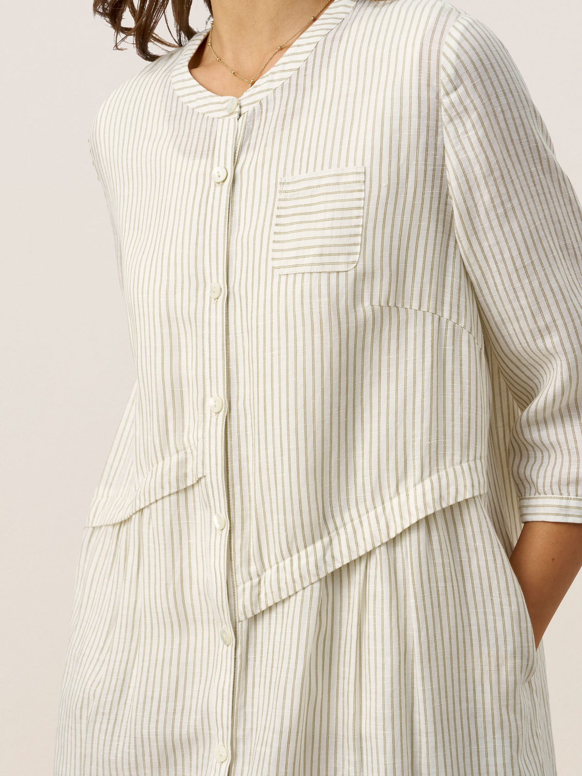 Linen-Lyocell Deconstructed Asymmetric Front Pleat Mini Dress EULALIE by LINTICO for women